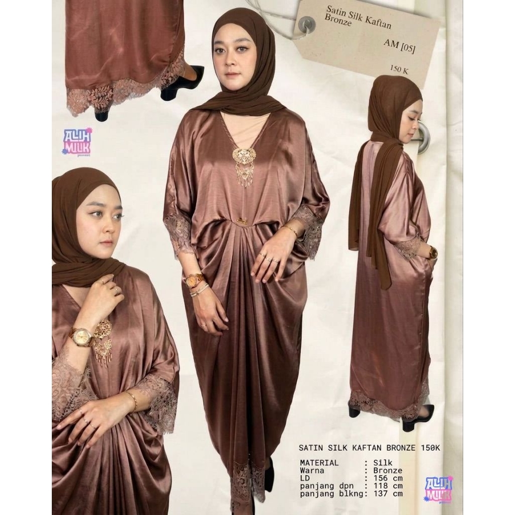 Satin Silk Kaftan Bronze