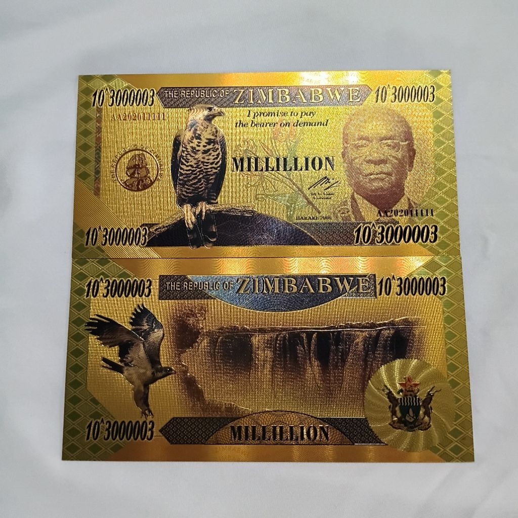 Uang Gold Foil Millillion Zimbabwe - UV