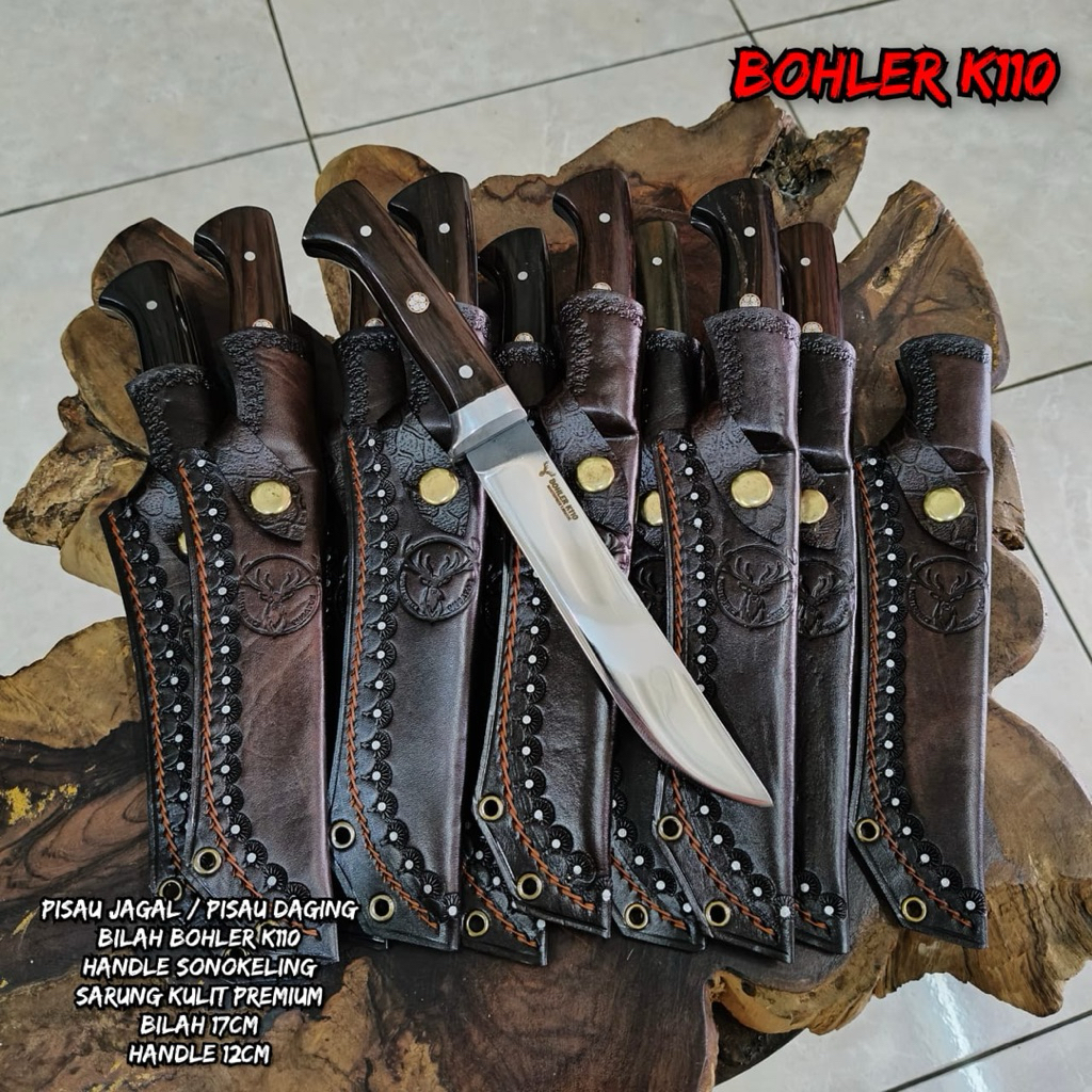 BOHLER K110 17cm & BOHLER N695 30cm sarung kulit asli premium pilihan