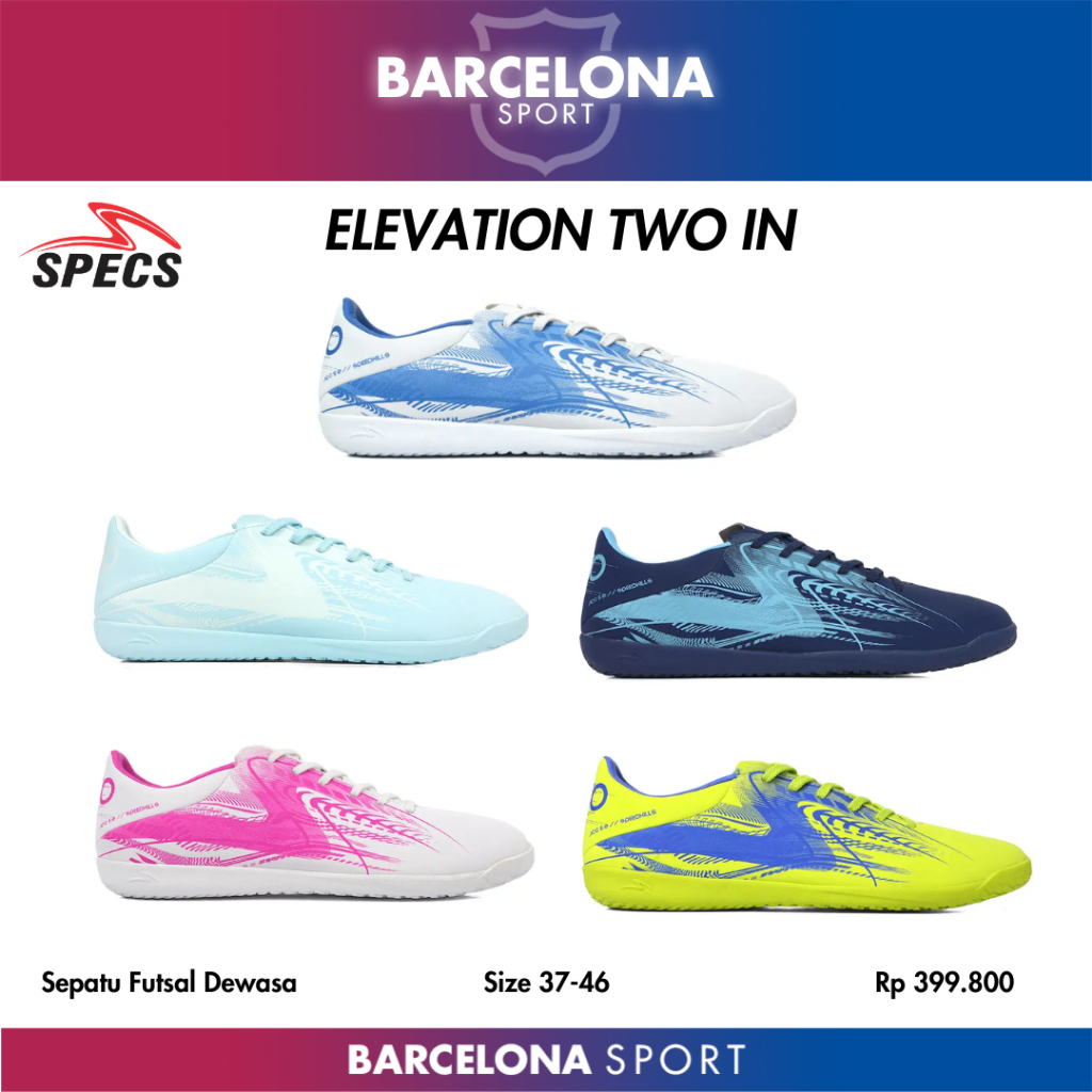 Specs Elevation Two IN - Sepatu Futsal Size 37 38 39 40 41 42 43 44 45 46 biru tua biru muda kuning 