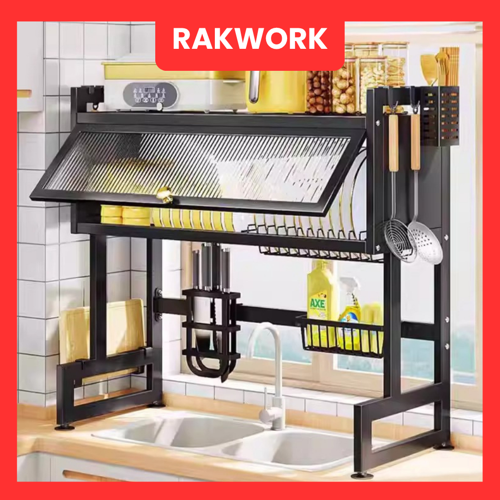 RAKWORK RAK PIRING WASTAFEL DENGAN KABINET WASTAFEL CUCI PIRING STAINLESS RAK WASTAFEL 1 TINGKAT