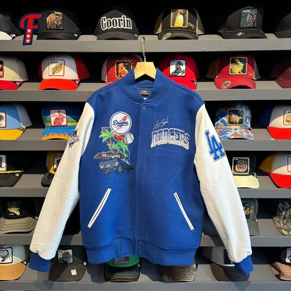 Jacket Pro Standard MLB LA Dodgers Patch City Of Angels Blue White Varsity Jacket Original