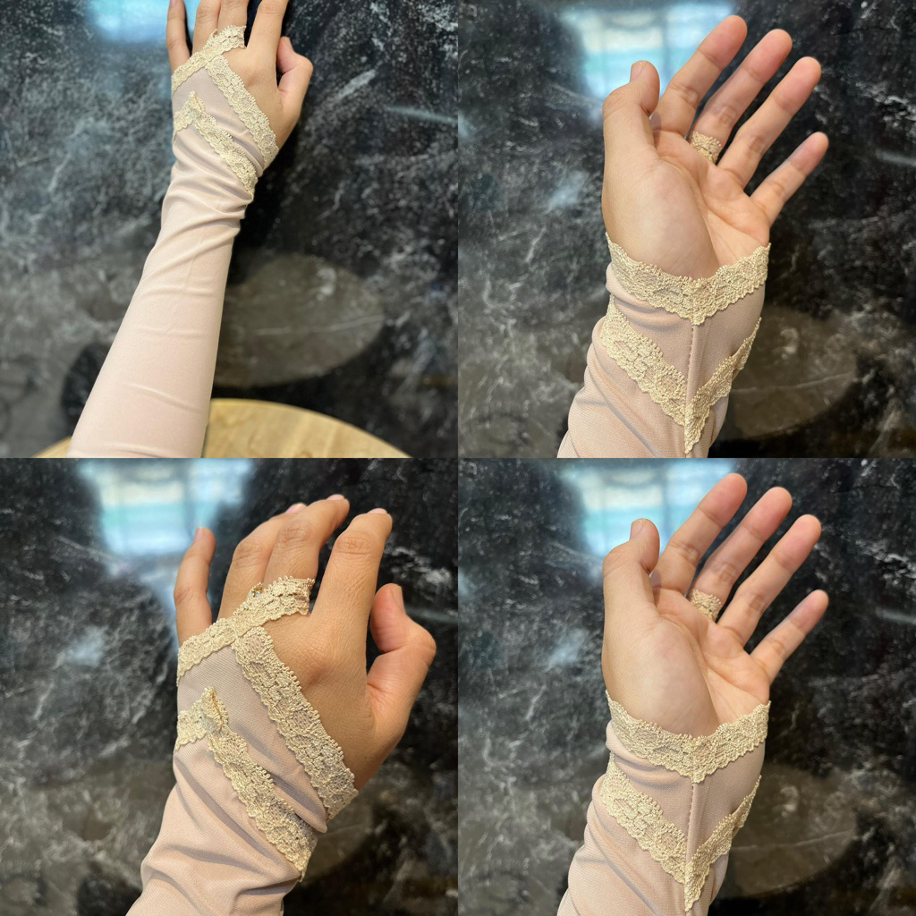 Manset tangan renda layer jersey premium handsock wanita umroh