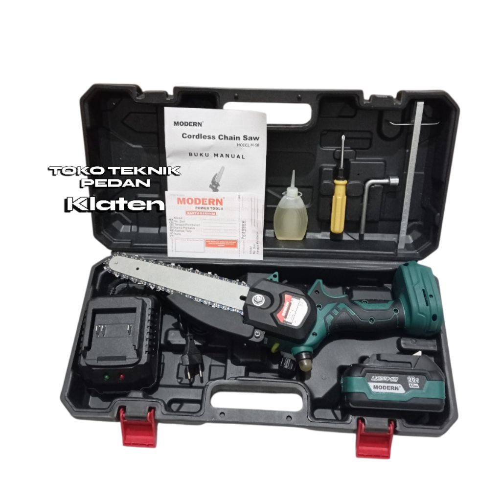 Modern M58 / Mini Cordless Chainsaw Modern M 58 Gergaji Rantai Baterai - Chain Saw Modern M-58