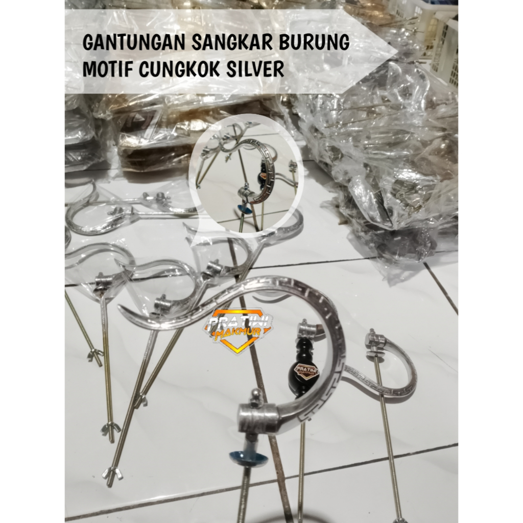 GANTUNGAN SANGKAR CUNGKOK LIPAT SILVER NON PION CANTOLAN SANGKAR CUNGKOK SILVER
