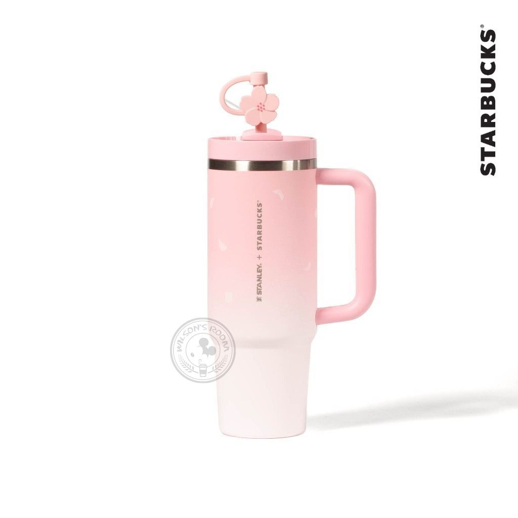 Starbucks Tumbler STNLY Sakura Cherry Blossom Pink Gradient 2025 White Flower Straw Handle Trenta 30