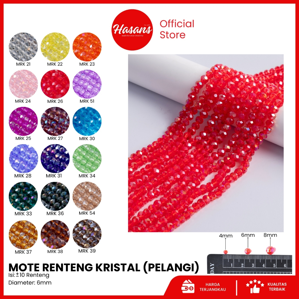 Hasans / (Part 2) Manik Kristal Ceko 6mm / Manik Bakpau / Manik Kristal Bakpau Ceko / Manik Gepeng /