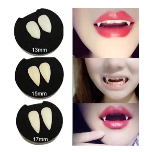 Gigi Taring Palsu Sepasang Gigi Taring Cosplay Halloween Gigi Taring Drakula Vampire