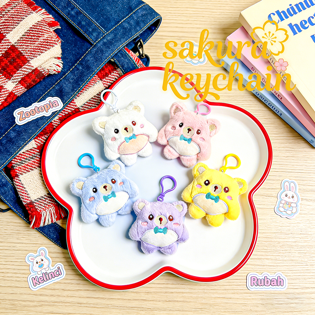 Gantungan Boneka Bulu Beruang Kecil Lucu Hadiah Kecil Murid Gantungan Tas