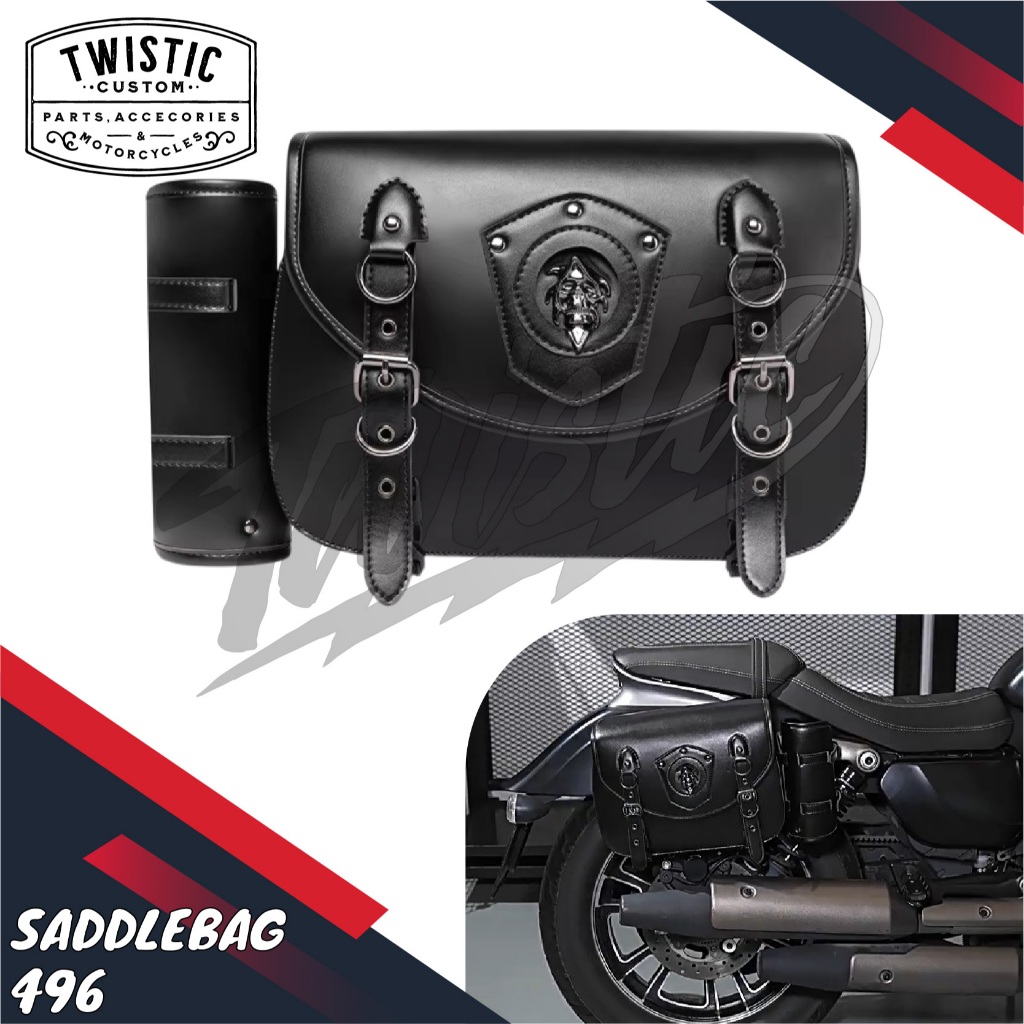 Side Bag Saddle Bag Saddlebag 496 Tas Kulit Samping Pannier Motor Harley Davidson Vulcan 650 Honda R