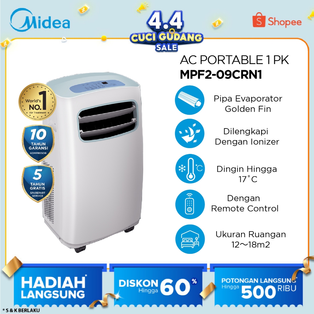 Midea MPF09CRN AC Portable 1 PK - Pengatur Suhu Rumah Tangga