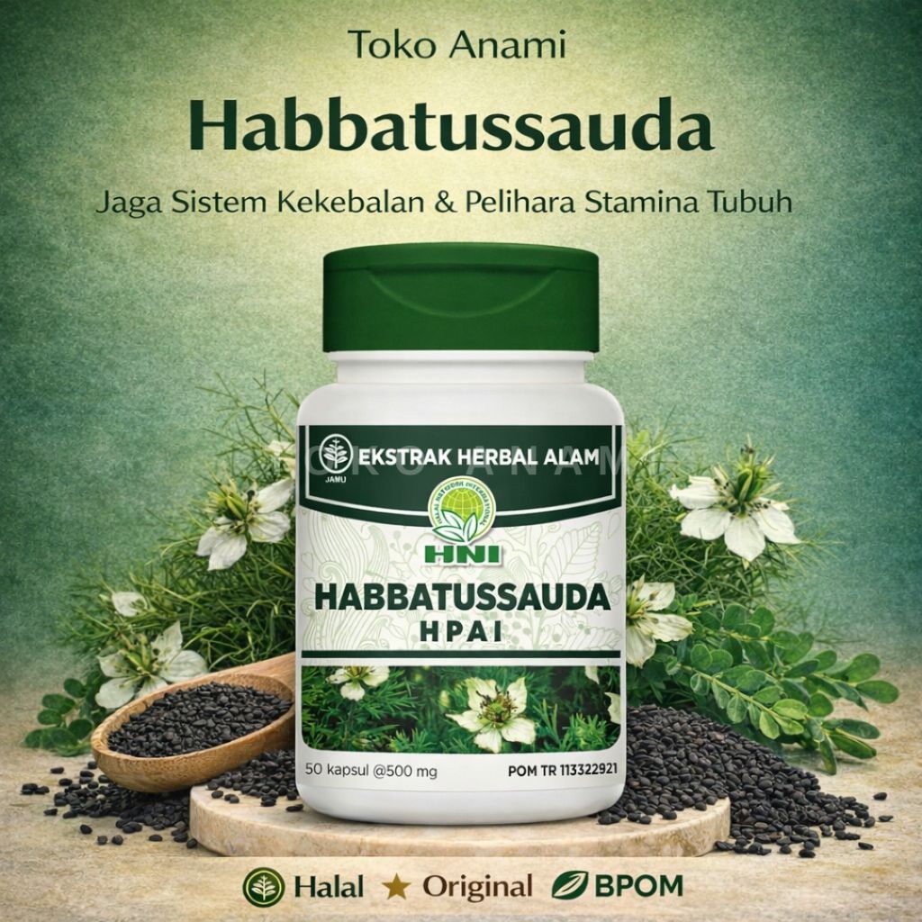 Habbatussauda HNI 50 Kapsul – Herbal Jinten Hitam HPAI Halal BPOM Suplemen Daya Tahan Tubuh