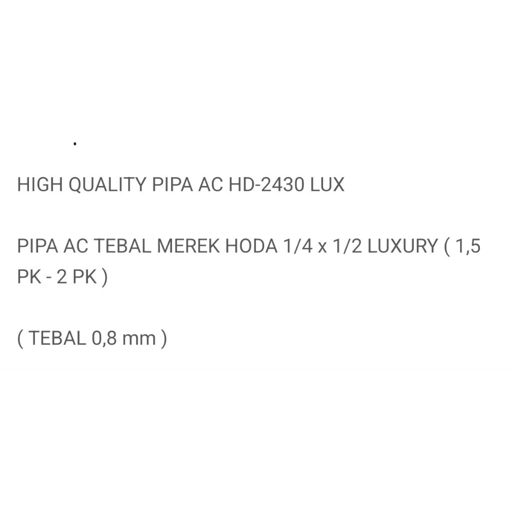 PIPA AC HODA LUXURY 0,8mm 1,5 - 2 PK 3 METER
