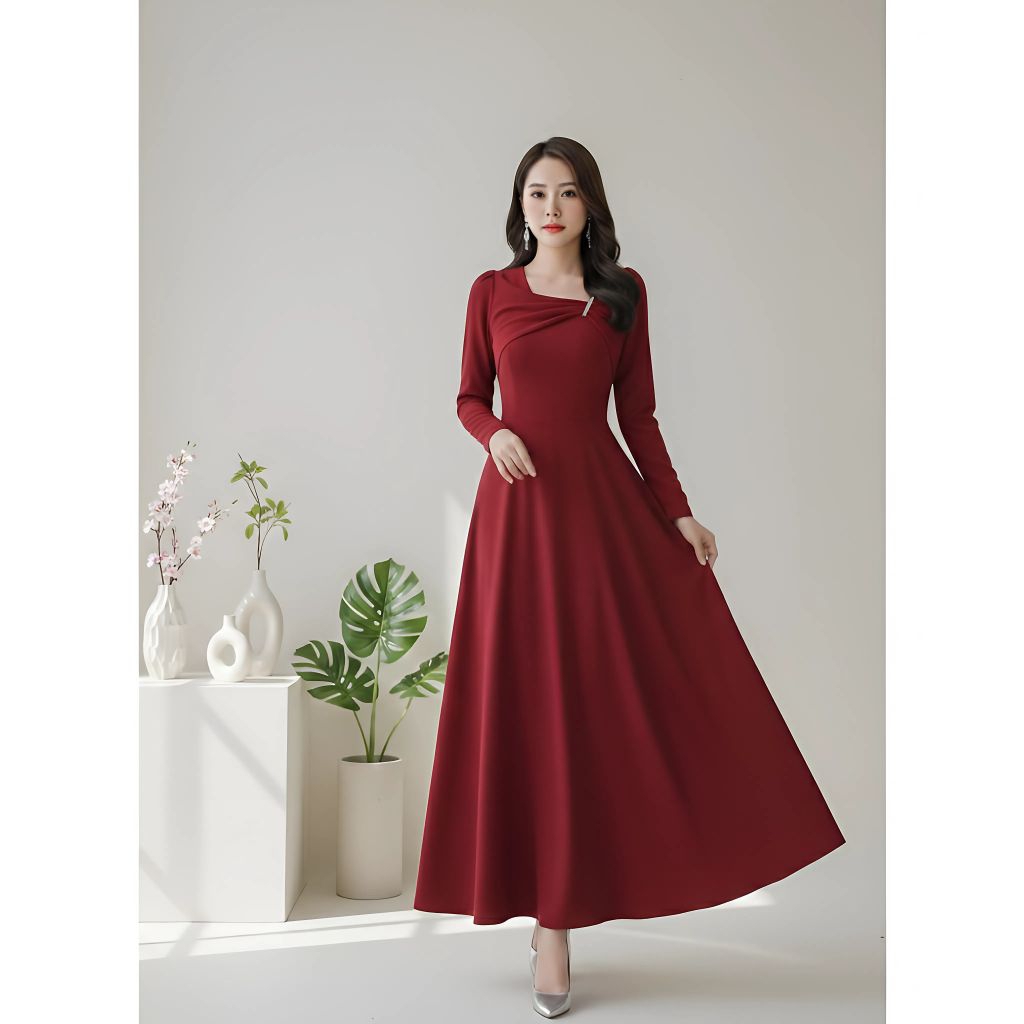 Zahvira_Fashion A-99 Mutiara Dress Maxi A'Line Kasual, gaun pesta, Kondangan Scuba Premium, Gaun Max