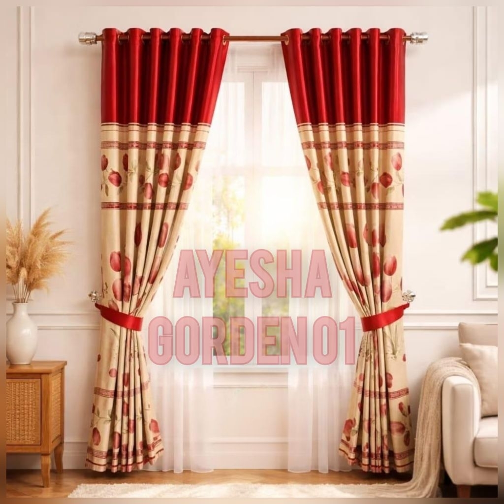 Gorden Jendela Gorden Pintu Gordyn Blackout Premium Motip Bunga Tulip Mewah