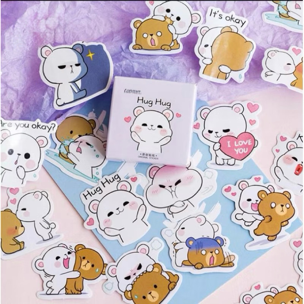 BLANJA.ids Sticker Box kotak /stiker  40-46 Pcs/kotakJurnal Stiker Aesthetic estetik/ Kawaii Adhesiv