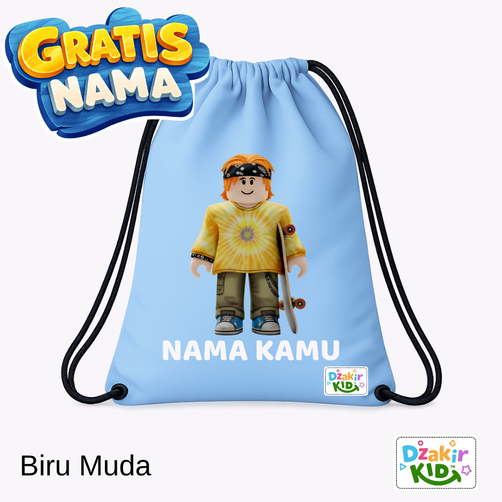DZAKIR KIDS Tas Serut ROBLOX KARAKTER laki-laki outfit BAJU KUNING Topi Putih Aneka Warna Anak Sekol