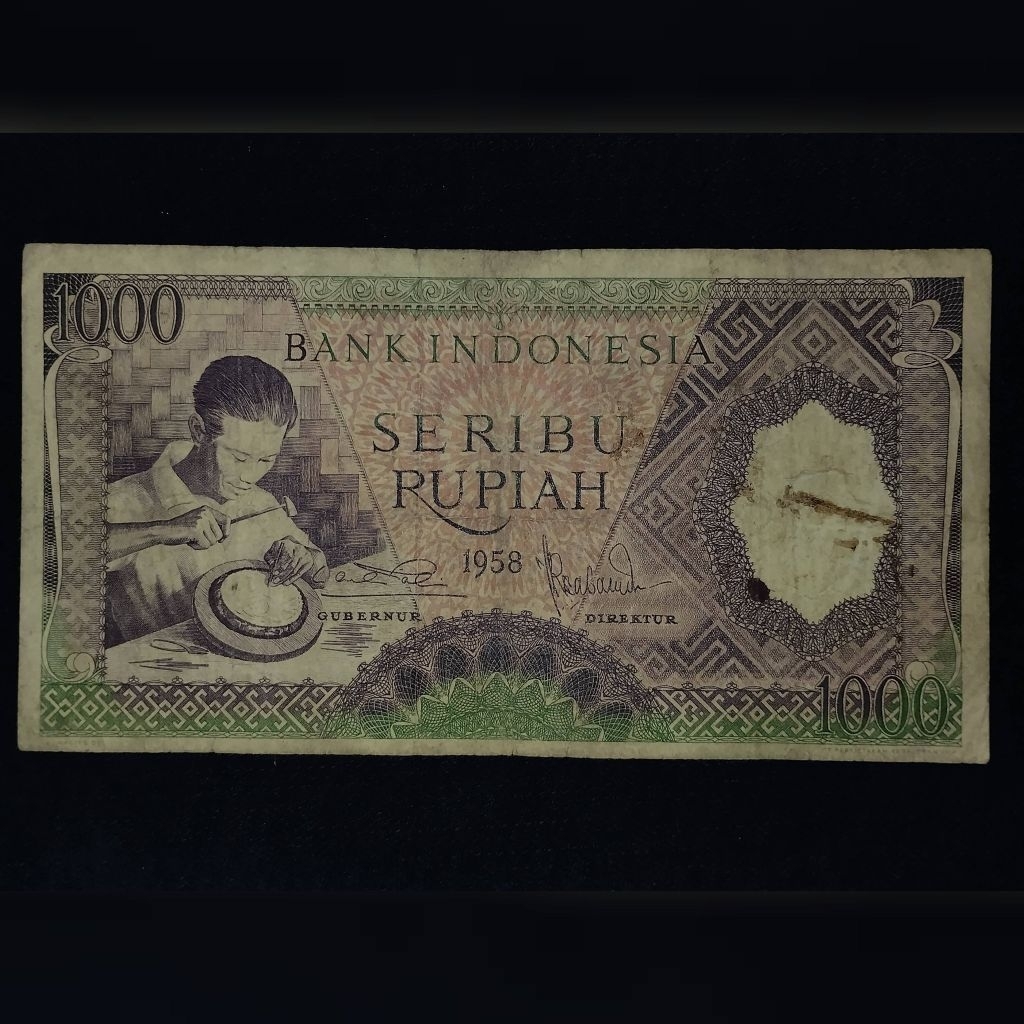 uang kuno 1000 rupiah seri pekerja tahun 1964 seri X "REPLACEMENT"