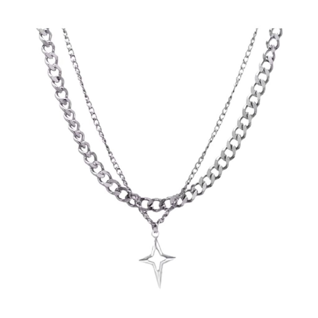 kalung fashion pria double layer cool style