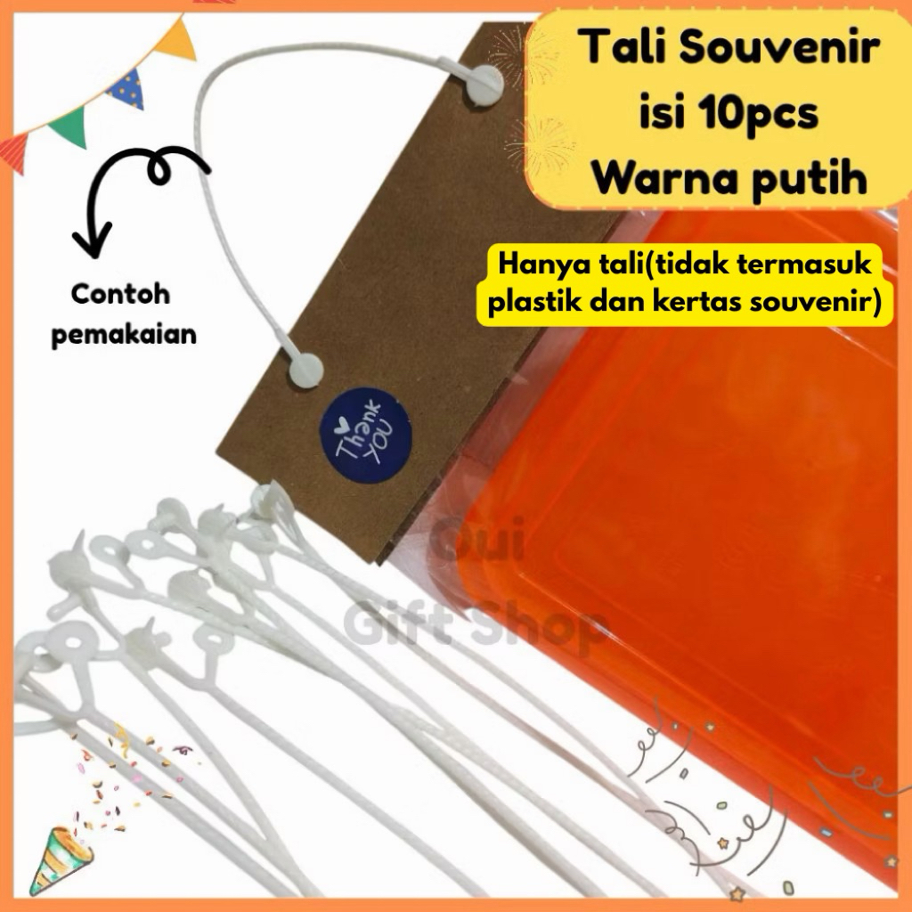 Tali Souvenir isi 10pcs Warna Putih / Tali Pelintir Souvenir Ultah Anak