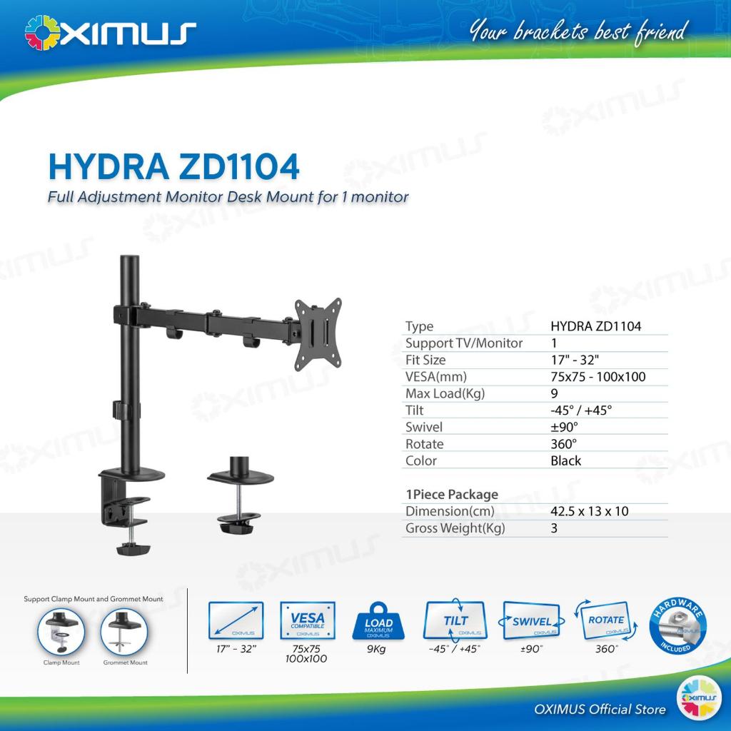 BRACKET MEJA LCD LED TV 1 Monitor 13" - 27" OXIMUS HYDRA ZD1104 Black Kabel - OXIMUS HYDRA ZD1104