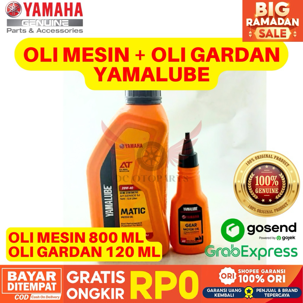 PAKET OLI MESIN + OLI GARDAN YAMALUBE, OLI MESIN YAMALUBE 800 ML, OLI GARDAN YAMALUBE 120 ML, OLI GE