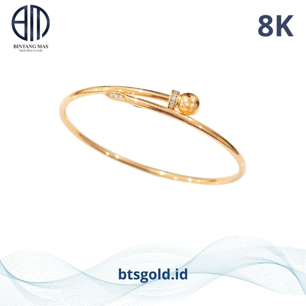 Gelang Emas Bangle Bulat Paku | 8K