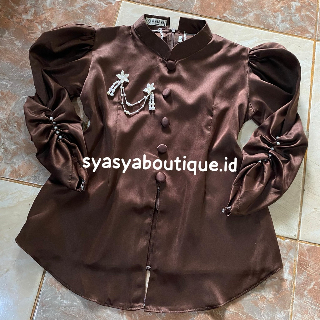 (ADA JUMBO) HANYA ATASAN/BAJU SAJA ALESHA Kurung Melayu Malaysia Modern Full Payet Premium Satin Fas