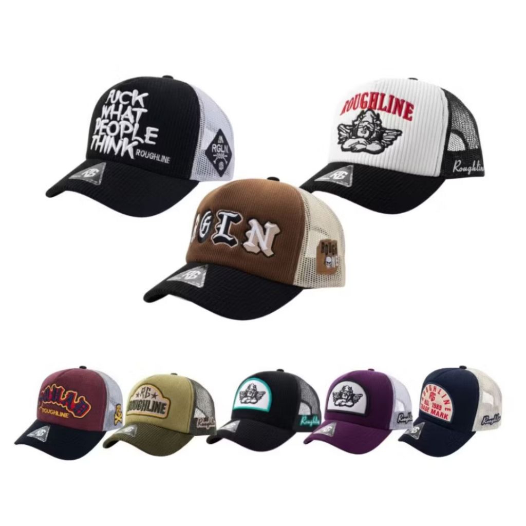 ROUGHLINE - Topi Trucker Corduroy Visor Pendek Original Roughline