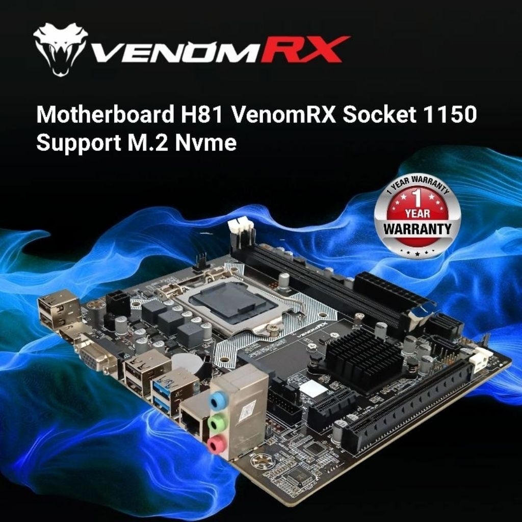 Motherboard H81 Venom RX Socket LGA 1150 Support M.2 Nvme Garansi 1 Tahun