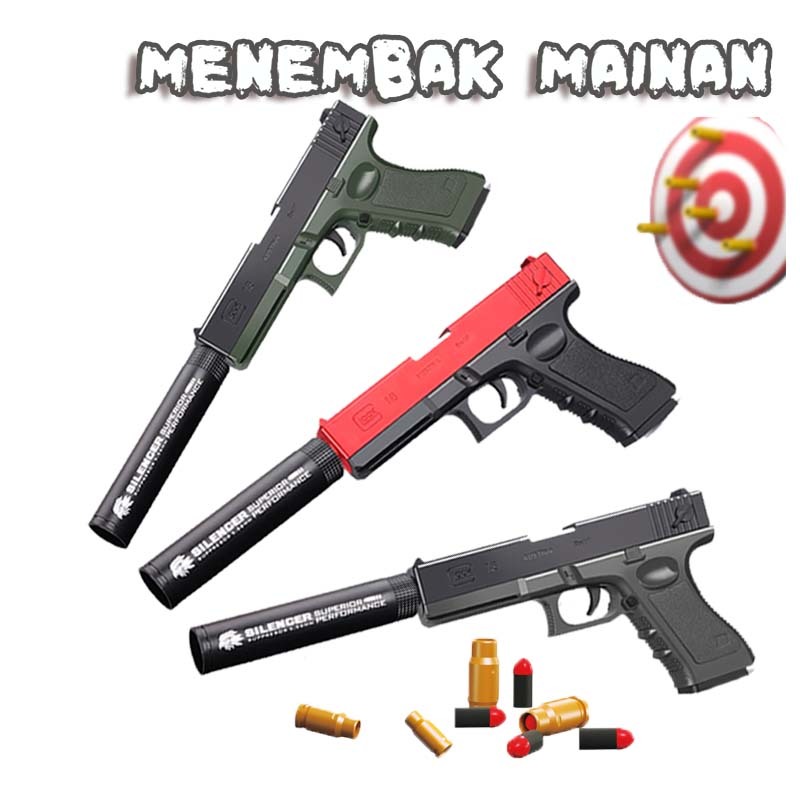 Mainan Pistol Mainan untuk Anak-anak Senjata Mainan untuk Glock Peluru Lembut Senjata Pelet