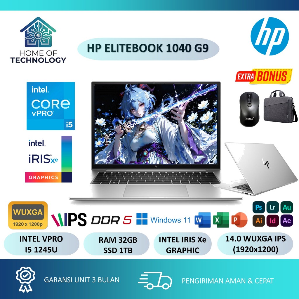 Laptop Hp Elitebook 1040 G9 Intel Vpro I5 1245U RAM 32GB DDR5 1TB SSD WUXGA IPS Win11 Pro