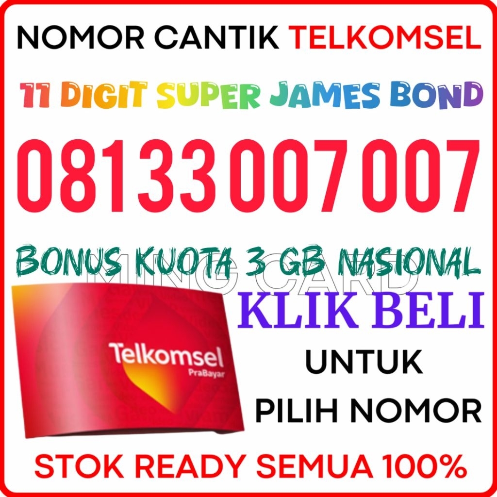 TIPE 11 DIGIT SUPER 007 JAMES BOND - Nomor Cantik Telkomsel 4G/5G Kartu Perdana Simpati Cantik 11 Di