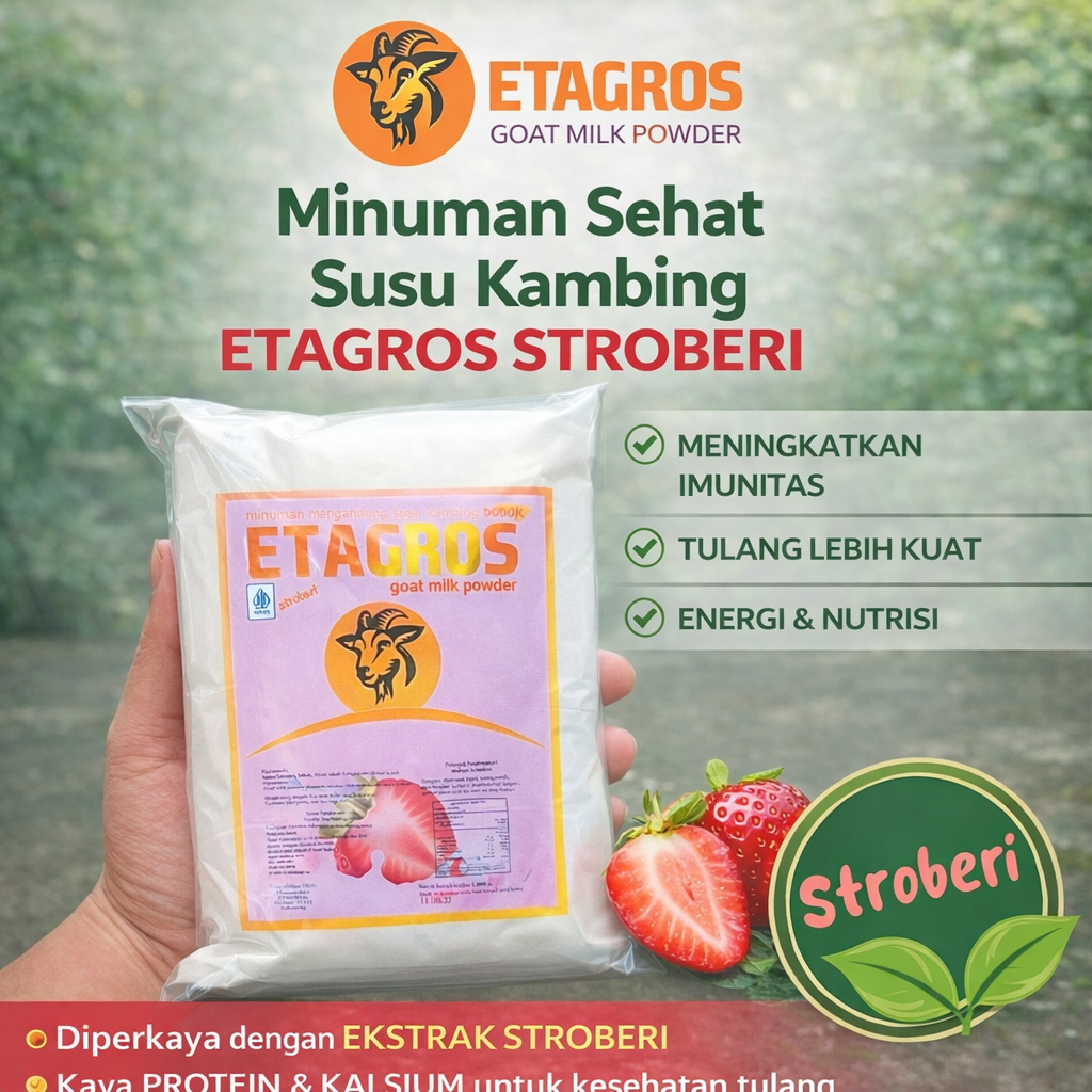 Susu Kambing Etawa Stroberi (1000 gr)