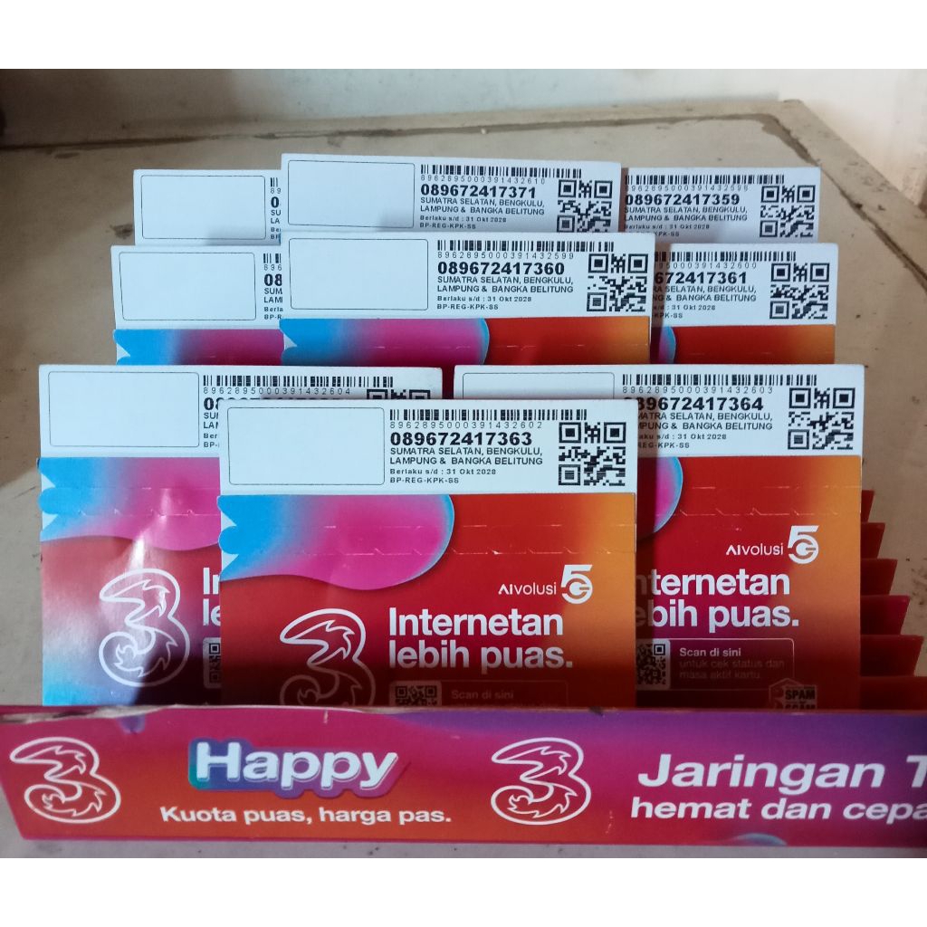 Perdana TRI kosong- Paket Data 3GB, Bonus Kuota, Kompatibel 4G/5G