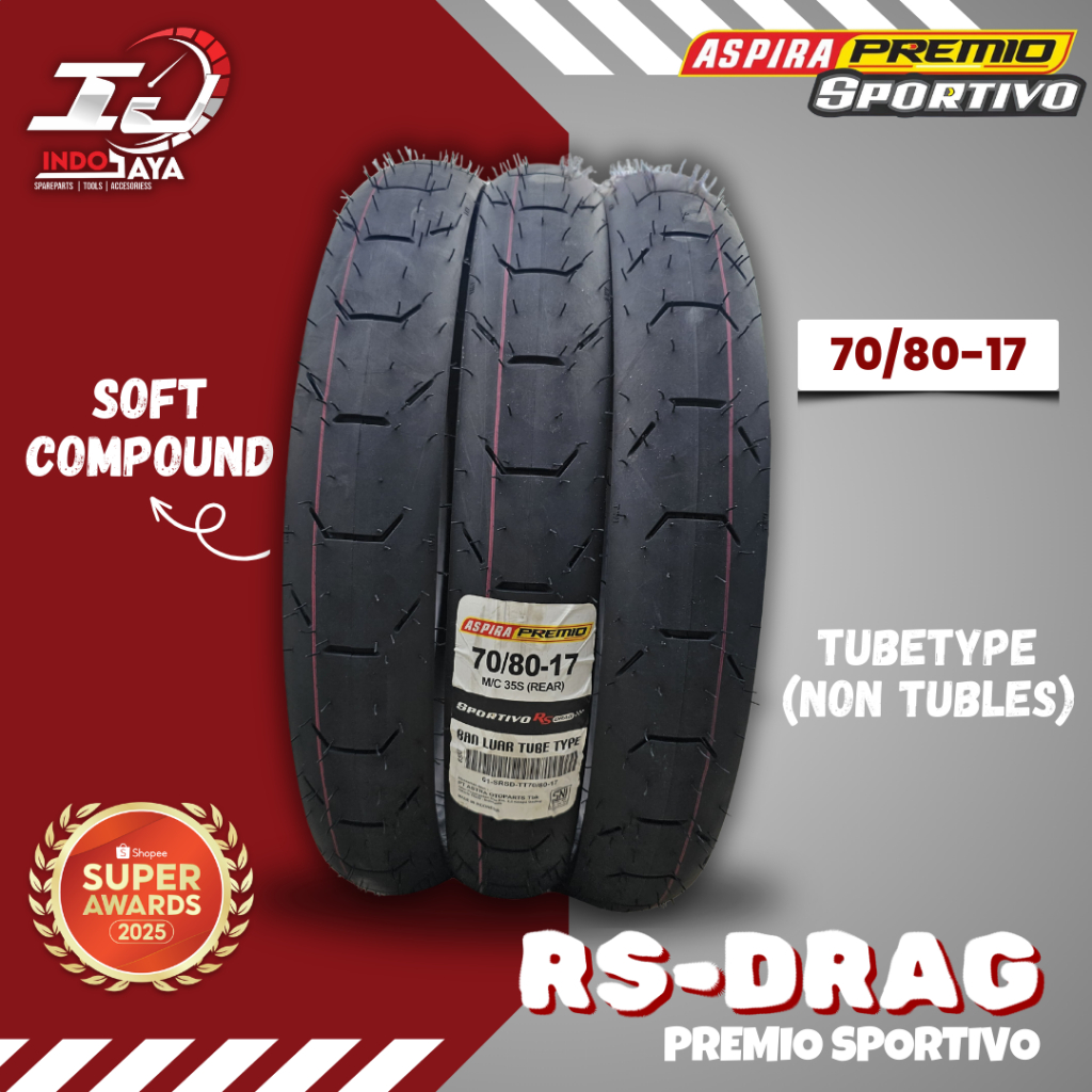 [READY COD] BAN ASPIRA PREMIO SPORTIVO DRAG TUBETYPE (70/80-17) SOFT COMPOUND DRAG RING 17 / BAN BAL