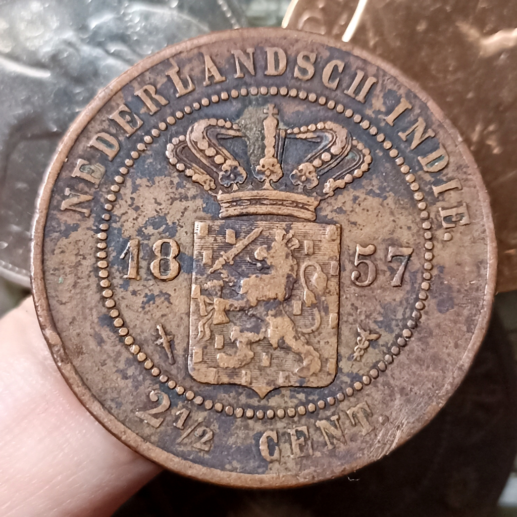 Koin Kuno Indonesia / Nederlandsch Indie 2 1/2 Cent Tahun 1857