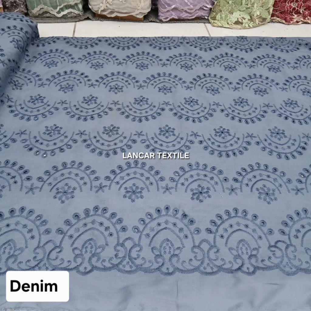 Kain bahan katun bordir bolong jepang premium / Kain katun bordir bolong jepang halus original impor