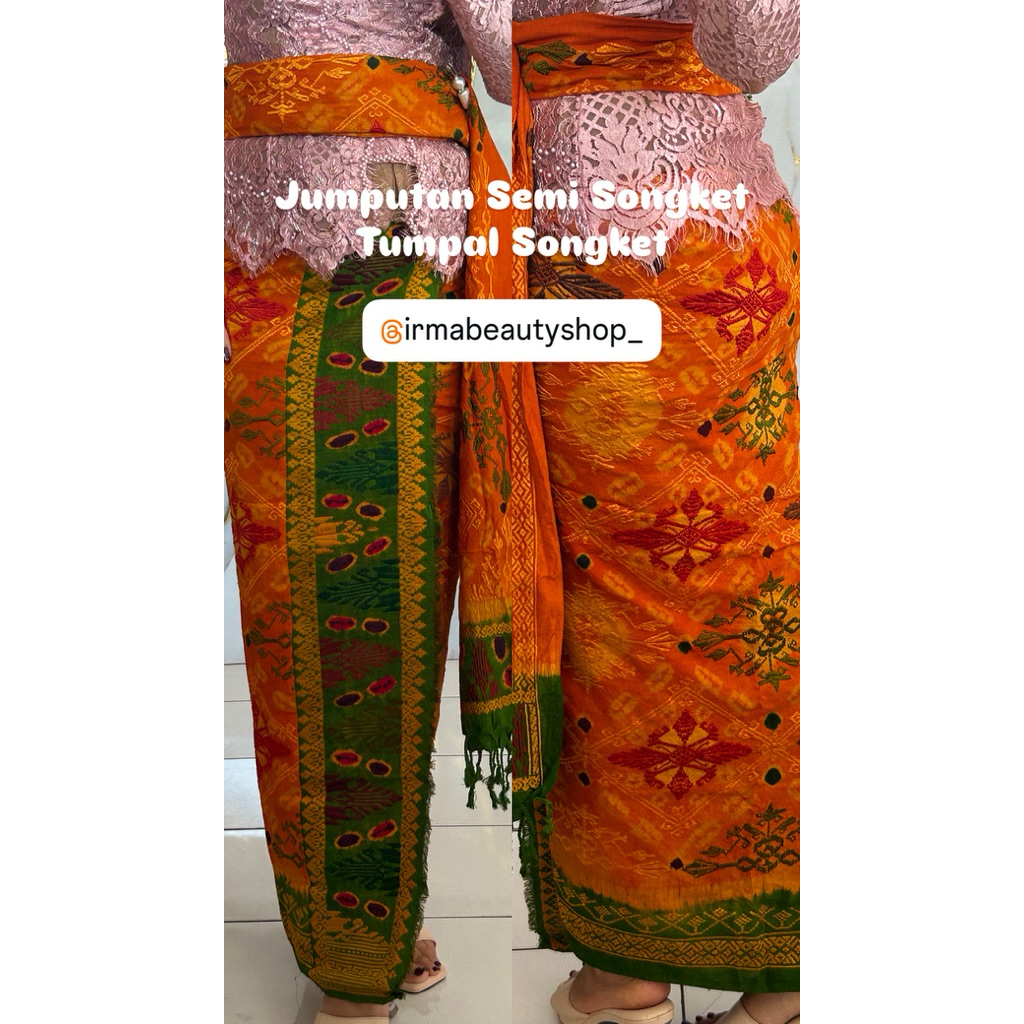Ready Jumputan Sutra Semi Songket Tumpal Songket ori