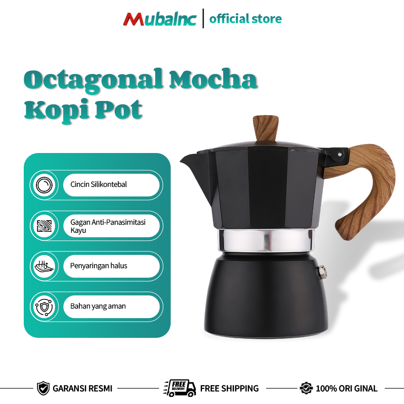 MUBALNC Mocha Pot Espresso Set Coffee Pot Tungku Listrik Set Tahan Lama Set Kopi Moka + Kompor Listr