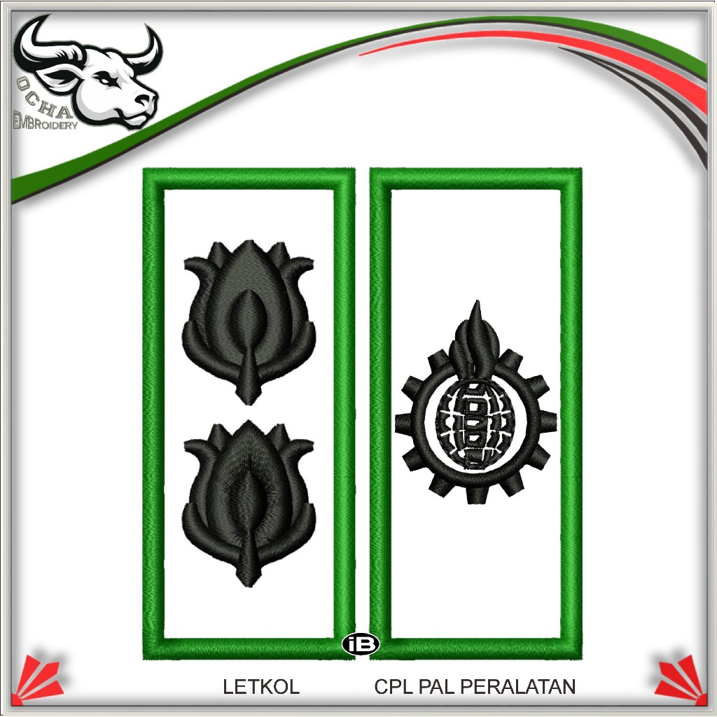 PANGKAT LETKOL CPL PAL PERALATAN BREVET ATRIBUT BORDIR TNI EMBROIDERY / PERKERAS KAIN & MIKA OCHA