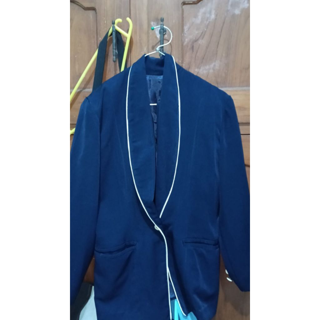 Preloved One Set Blazer Kantor Wanita Navy