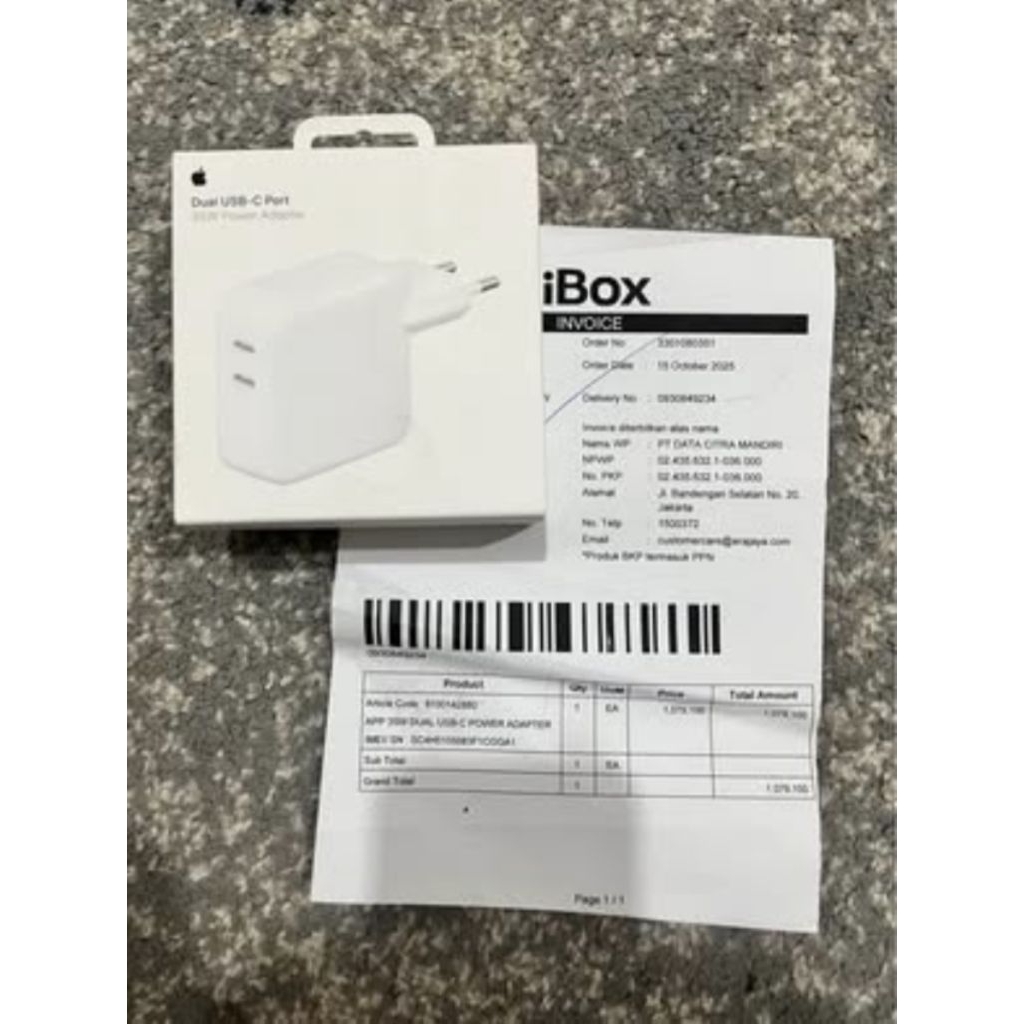 35W Dual USB-C Port Power Adapter - Charger Macbook Air Original Ibox Segel