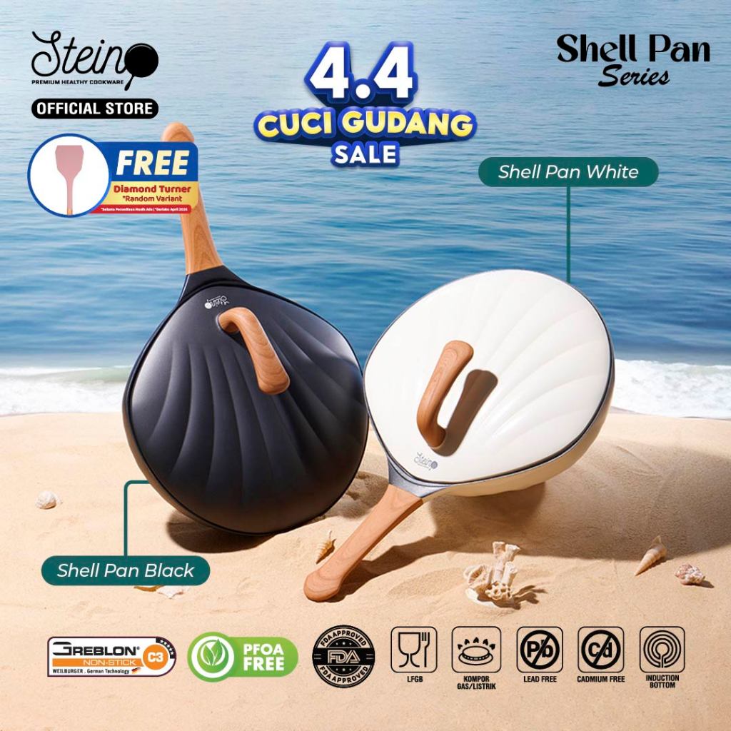 Stein Shell Wok Pan 30cm - Wajan Penggorengan Anti Lengket Lapisan Granit