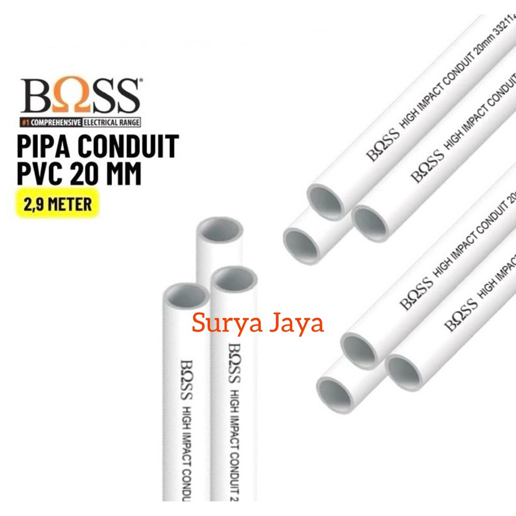 PIPA PRALON PVC LISTRIK CONDUIT 20 MM CLIPSAL BOSS PER BATANG (3 METER)