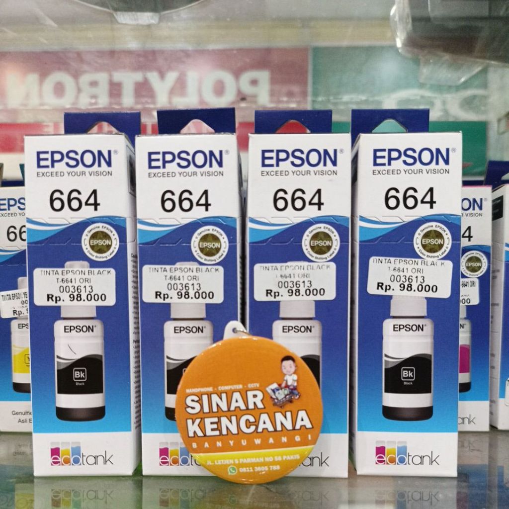 TINTA EPSON 664 BLACK HITAM ORIGINAL