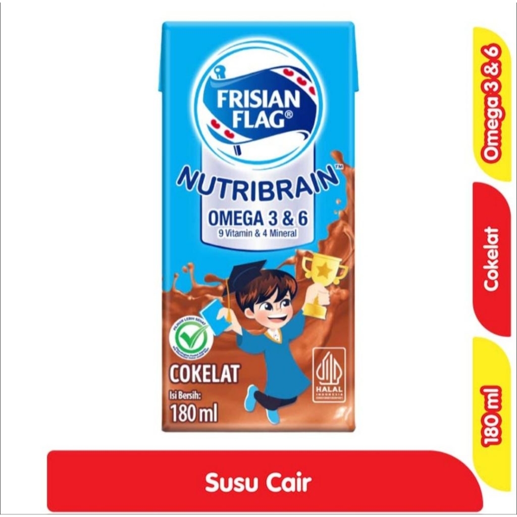 Frisian Flag Nutribrain Susu UHT Cair Cokelat Kotak 180ml