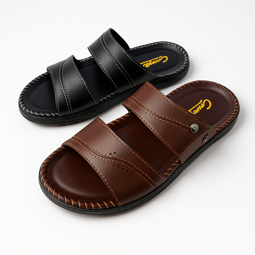 Sandal Pria Carvil Original Jepit Kulit Jahitan Double Terbaru