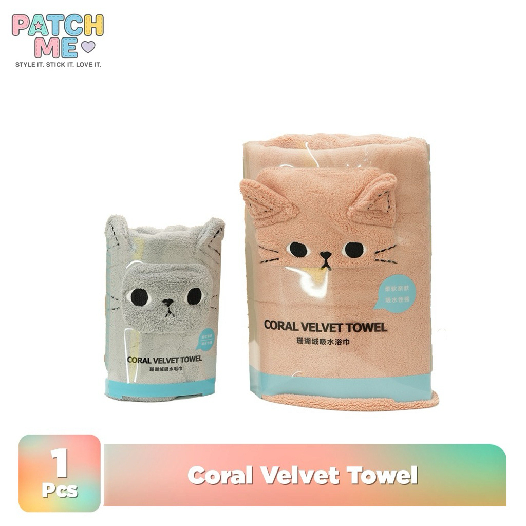 PATCH ME Handuk Karakter Kucing Lembut – Handuk mandi bayi anak dan dewasa lucu premium
