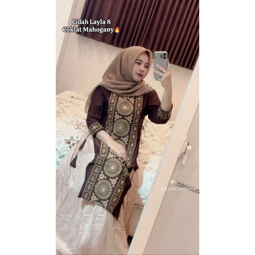 Gamis Hindi Lidah Mahogany bordir betseller